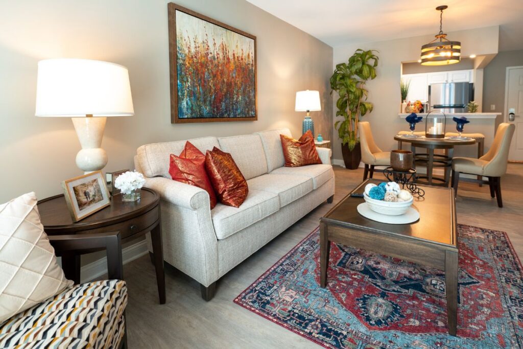 Verena at Hilliard luxury cottage living room sofa view